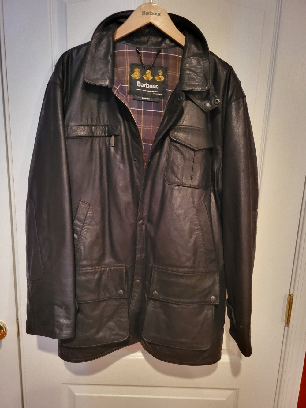 Barbour Leather Bushman Men's Black Field Jacket
